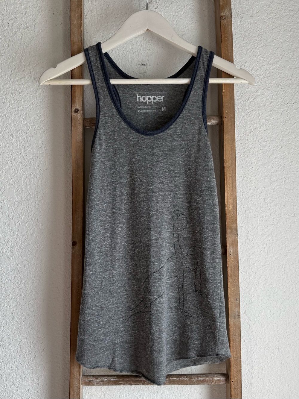 Hopper Grey Ringer Line Graphic Athletic Tank Top Sz: Med